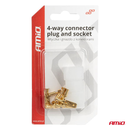 FICHE ET PRISE AVEC CONNECTEUR QUADRUPLE AMIO