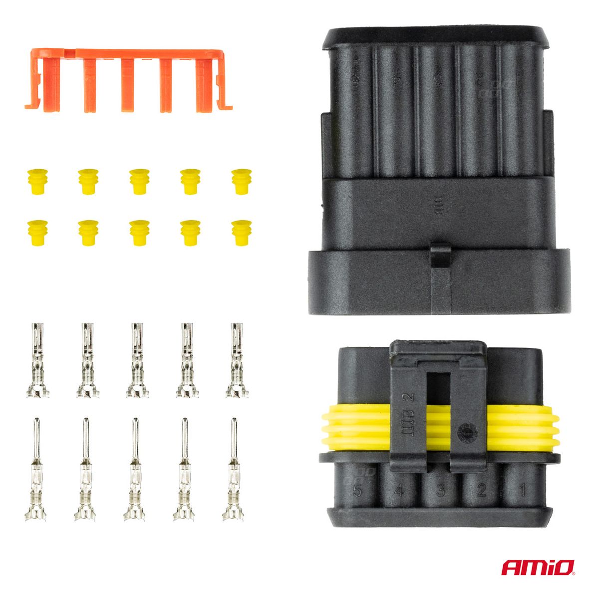 KIT BOITIER CONNECTEUR ETANCHE SUPER SEAL 5VOIES AMIO