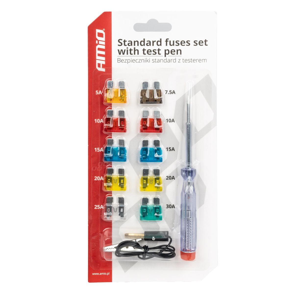 FUSIBLES STANDARDS 10PCS AVEC TESTEUR AMIO