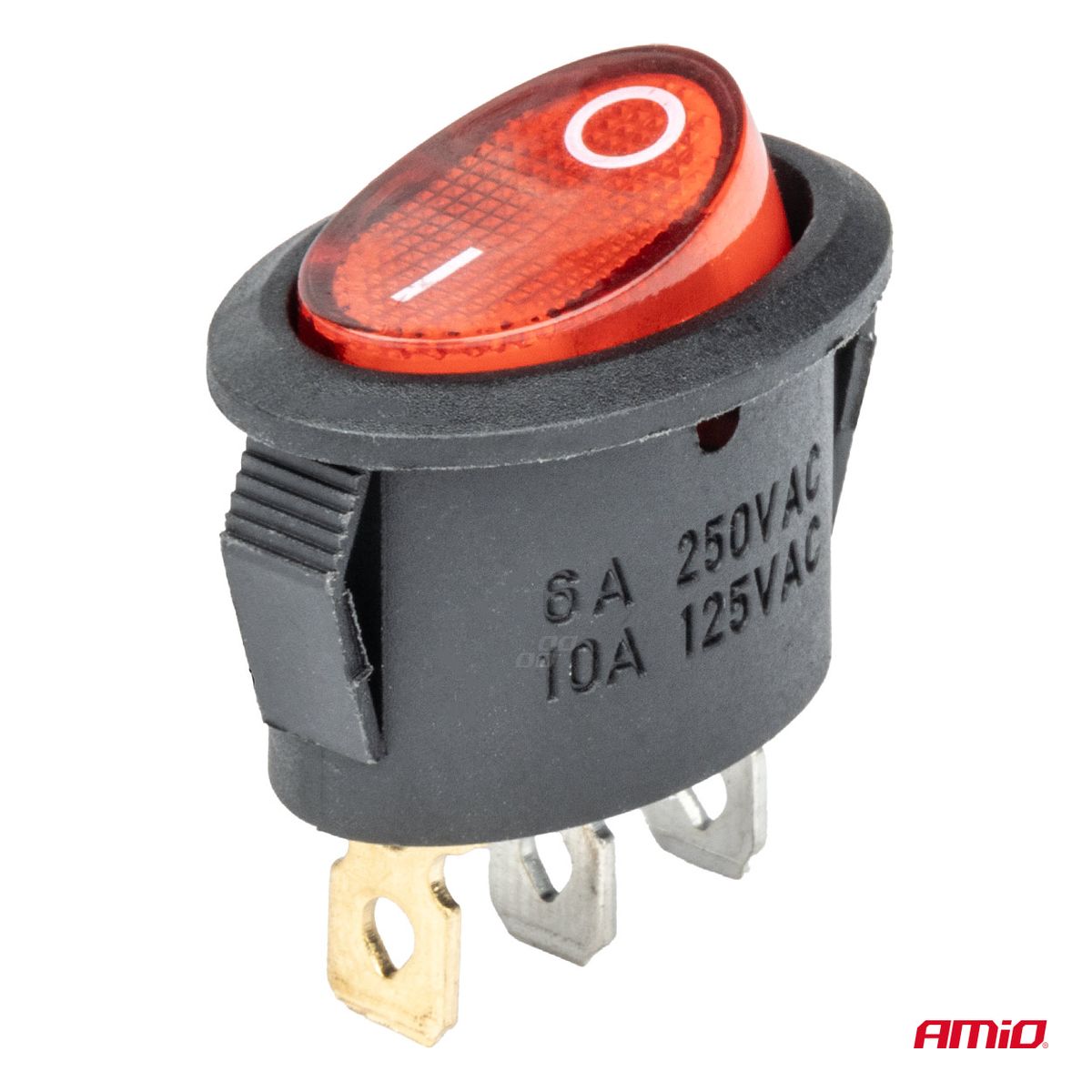 INTERRUPTEUR ELLIPTIQUE 12V/230V (AVEC LUMIERE ROUGE) AMIO
