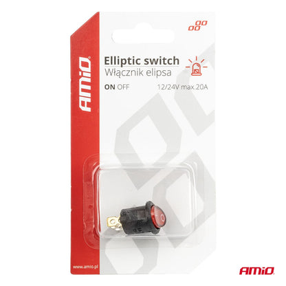 INTERRUPTEUR ELLIPTIQUE 12V/230V (AVEC LUMIERE ROUGE) AMIO