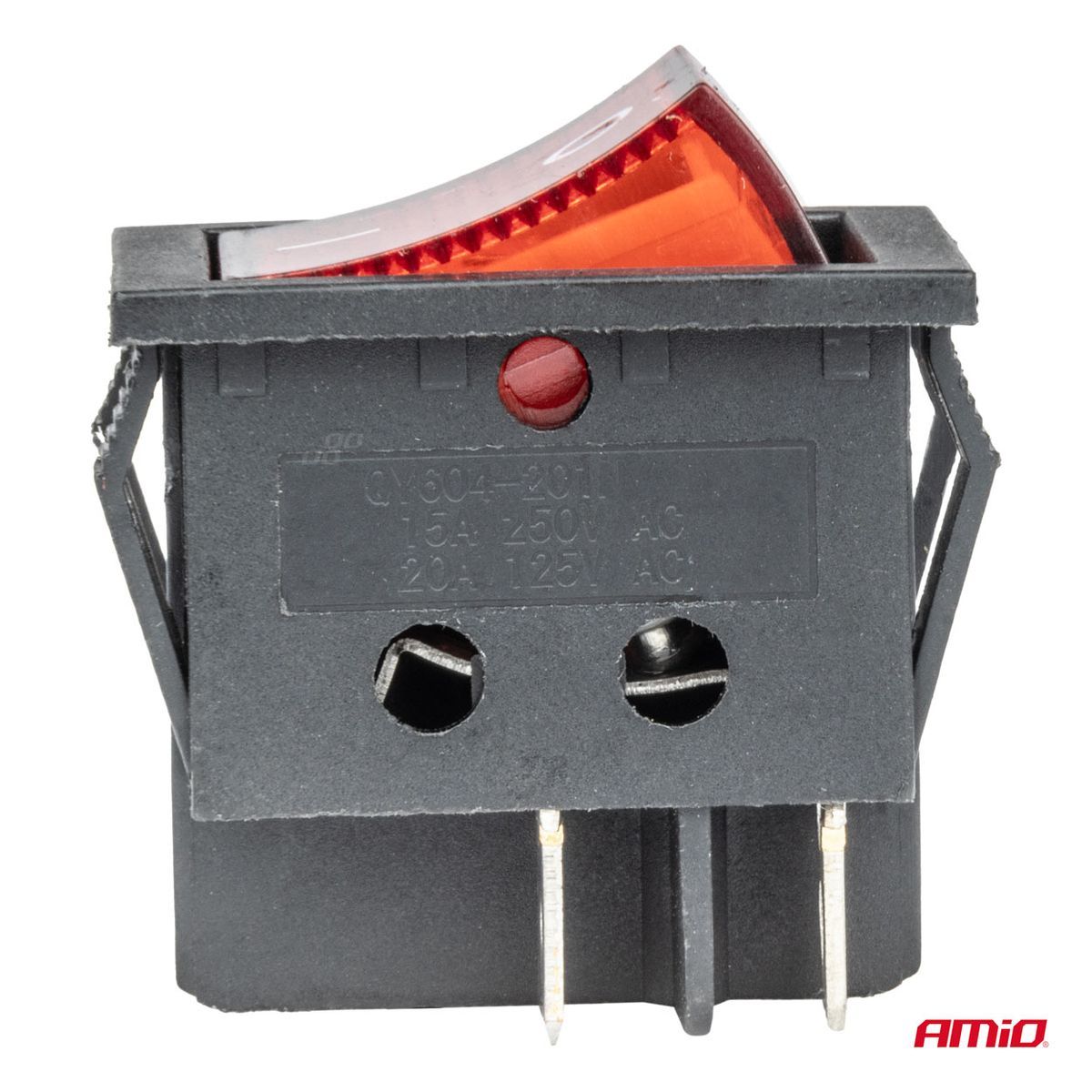 INTERRUPTEUR RECTANGULAIRE 12V/230V (AVEC LUMIERE ROUGE) AMIO