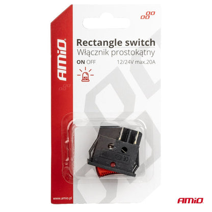 INTERRUPTEUR RECTANGULAIRE 12V/230V (AVEC LUMIERE ROUGE) AMIO