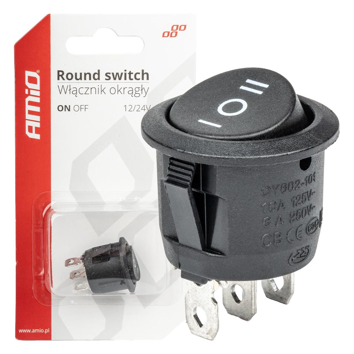 INTERRUPTEUR ROND 12/24V 20A MAX AMIO