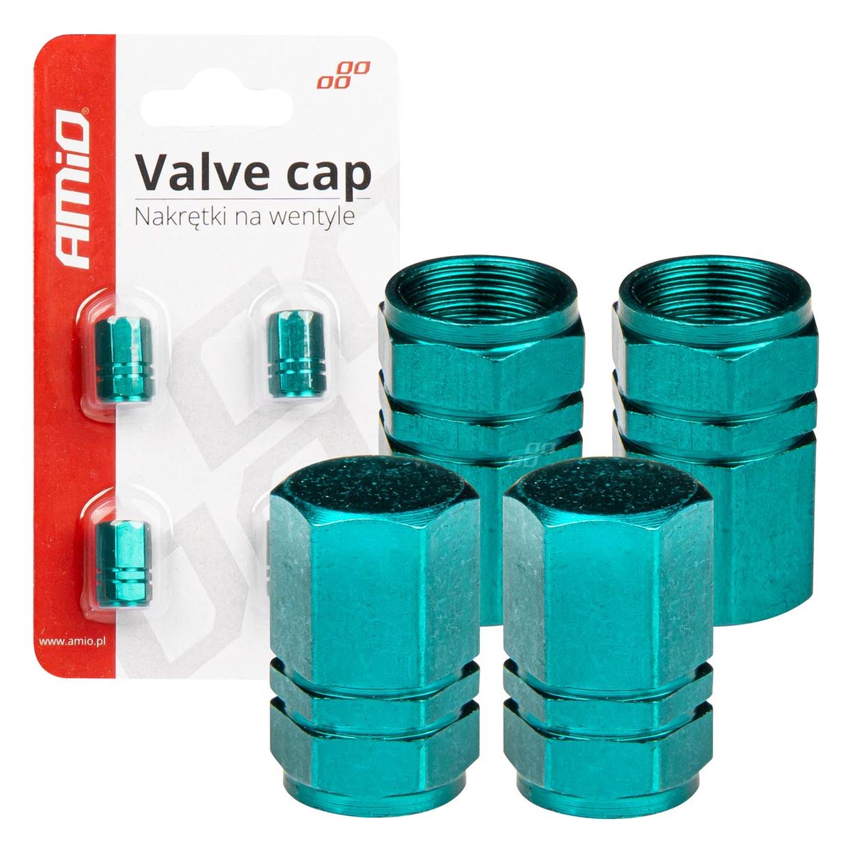 BOUCHON DE VALVE EN ALUMINIUM TURQUOISE 4 PCS AMIO