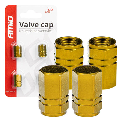 BOUCHON DE VALVE EN ALUMINIUM JAUNE 4 PCS AMIO
