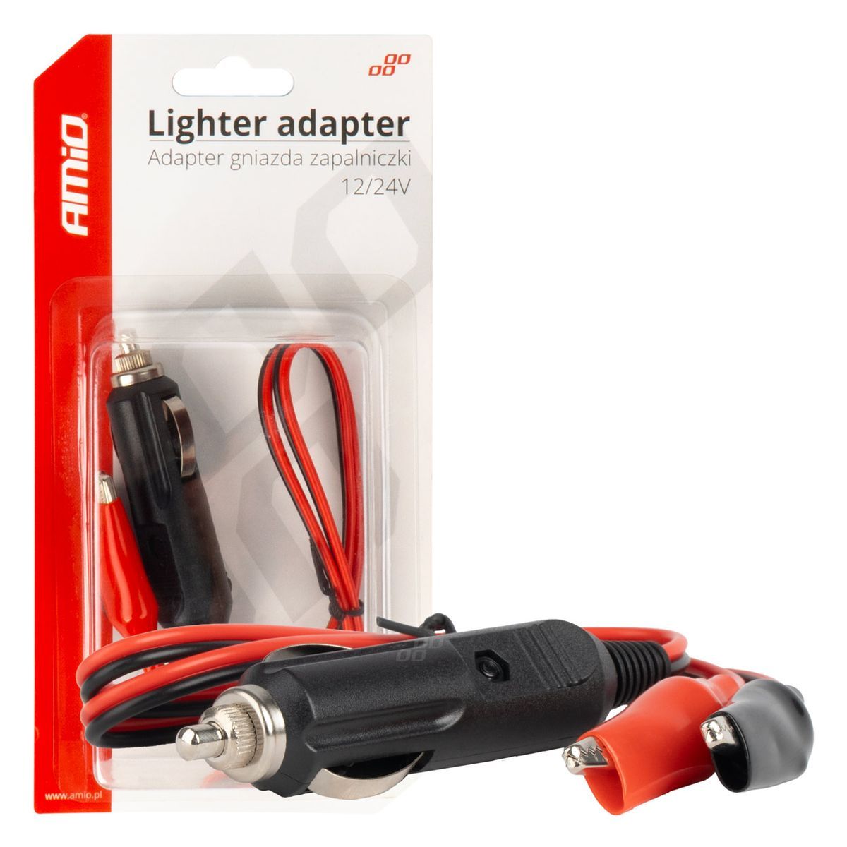 ADAPTATEUR MALE ALLUME-CIGARE AVEC PRISES CROCODILE 12/24V 60CM AMIO