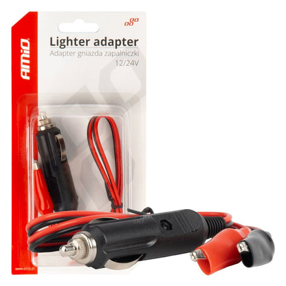 ADAPTATEUR MALE ALLUME-CIGARE AVEC PRISES CROCODILE 12/24V 60CM AMIO