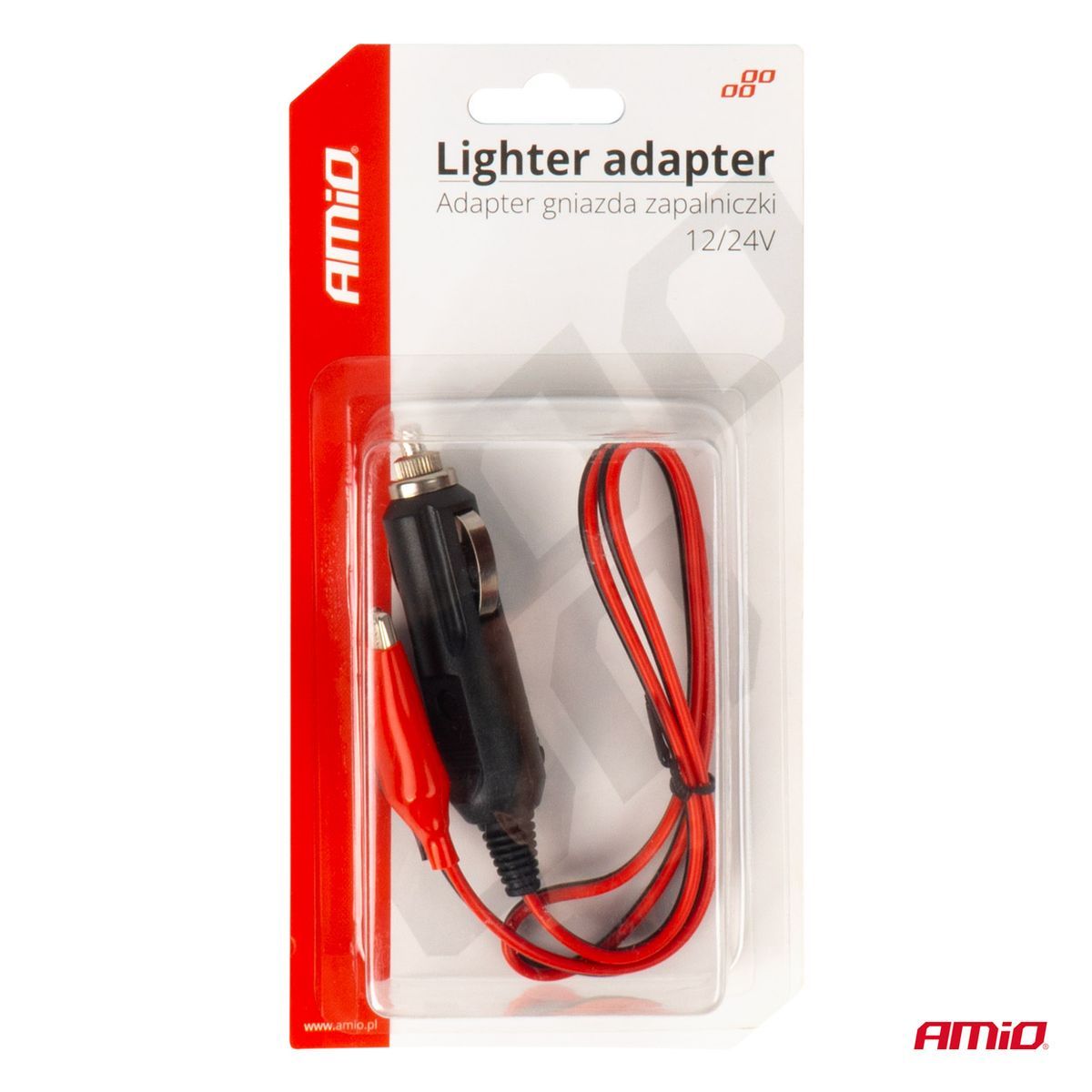 ADAPTATEUR MALE ALLUME-CIGARE AVEC PRISES CROCODILE 12/24V 60CM AMIO