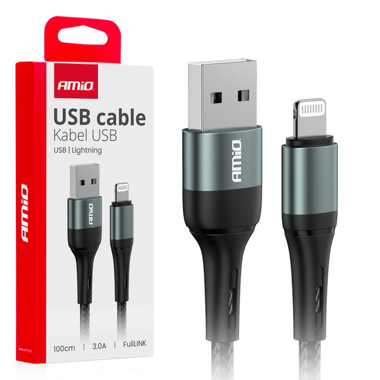 CÂBLE USB-A VERS LIGHTNING 3 AMP 1M AMIO