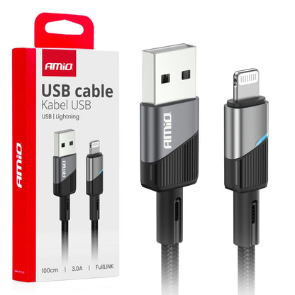 CABLE USB VERS LIGHTNING 3A 100CM AMIO