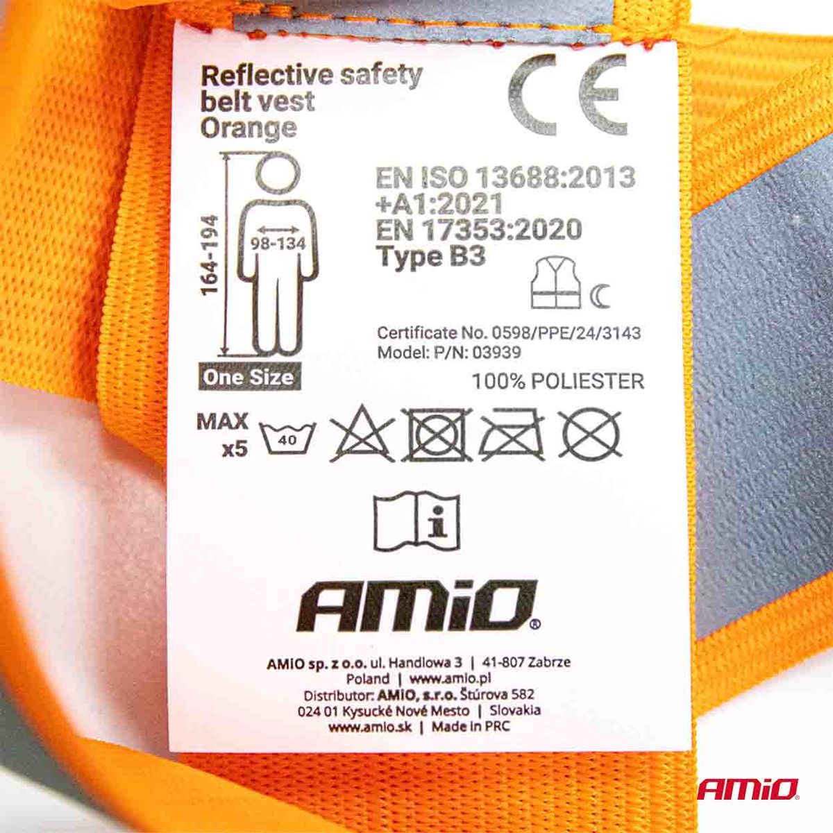 BRETELLE DE SECURITE REFLECHISSANTE ORANGE AMIO