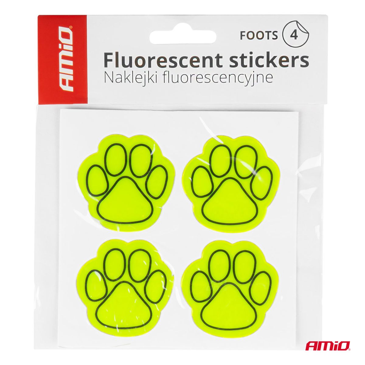 AUTOCOLLANTS FLUORESCENTS REFLECHISSANTS POUR ENFANT MOTIF PATTES AMIO