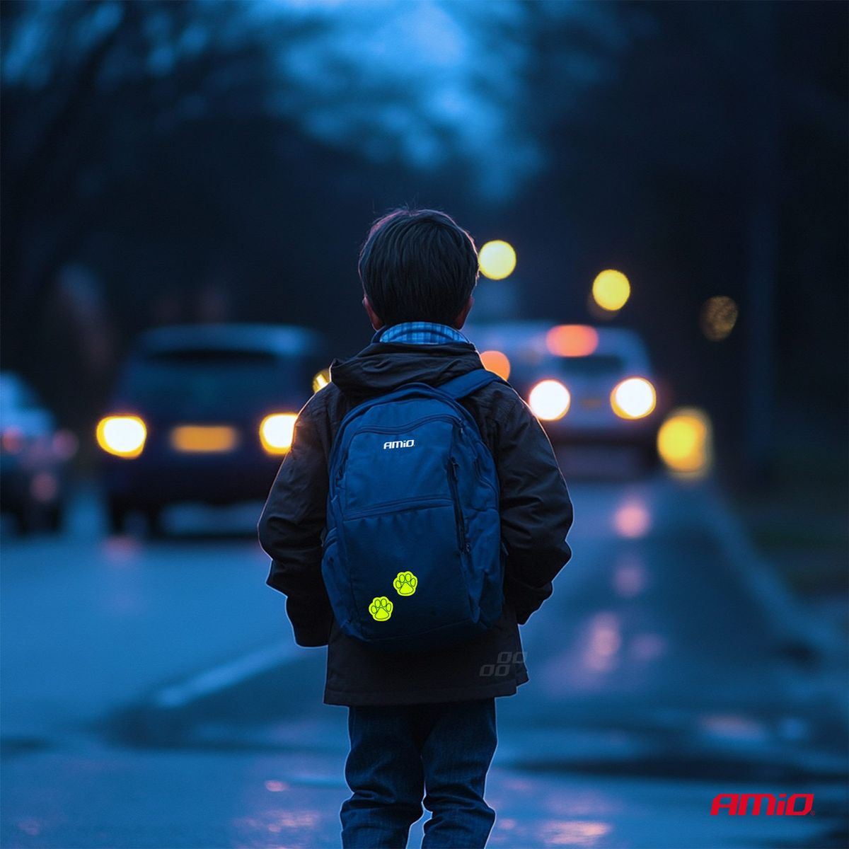 AUTOCOLLANTS FLUORESCENTS REFLECHISSANTS POUR ENFANT MOTIF PATTES AMIO