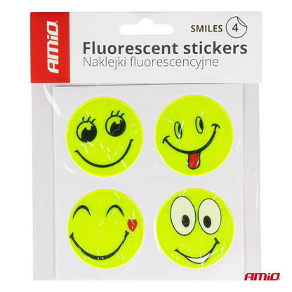 AUTOCOLLANTS FLUORESCENTS REFLECHISSANTS POUR ENFANT MOTIF SMILEY AMIO