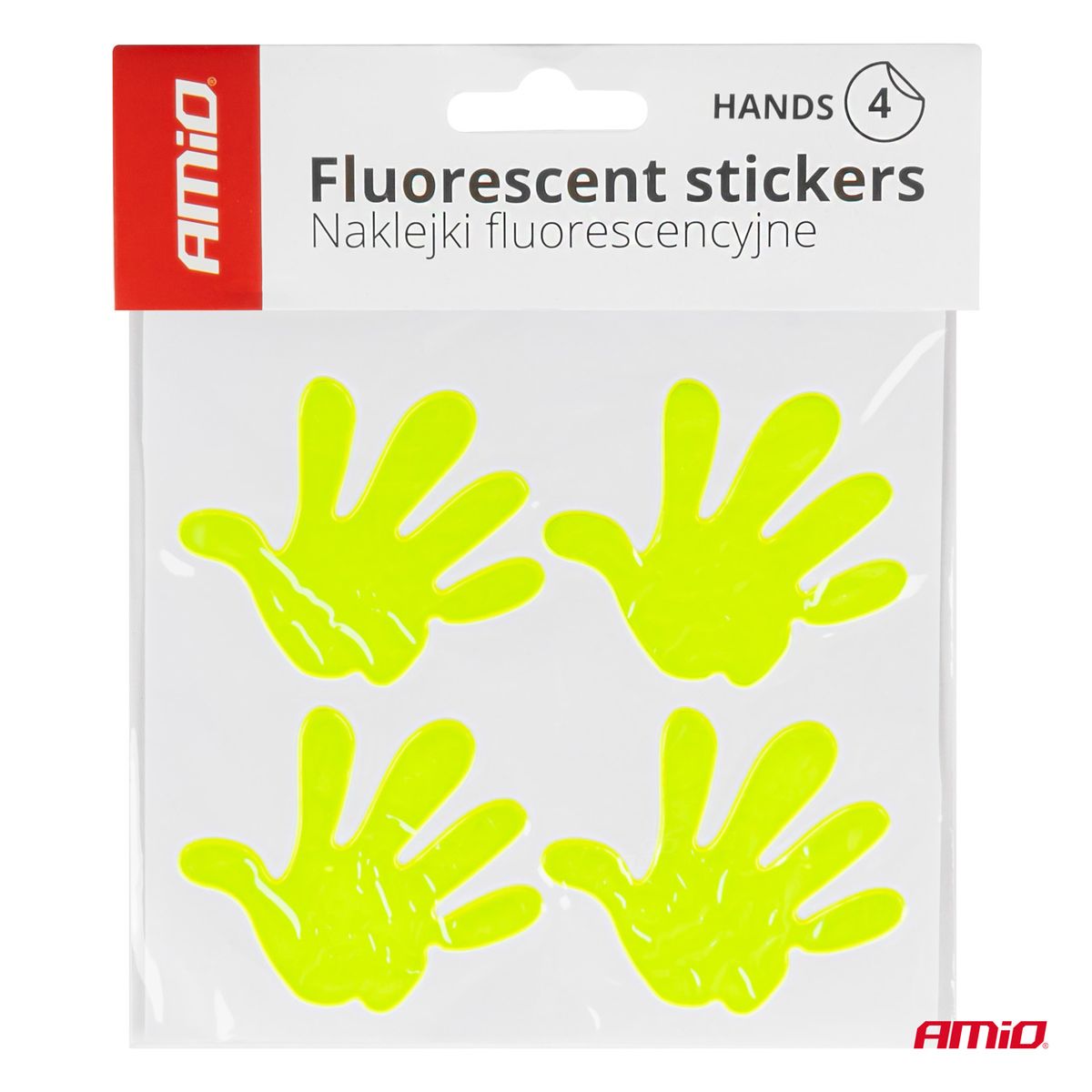 AUTOCOLLANTS FLUORESCENTS REFLECHISSANTS POUR ENFANT MOTIF MAINS AMIO