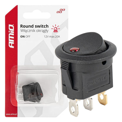 INTERRUPTEUR ROND AVEC LUMIERE ROUGE 12/24V MAX 20A ON/OFF