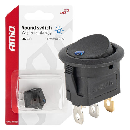 INTERRUPTEUR ROND AVEC LUMIERE BLEUE 12V 20A AMIO