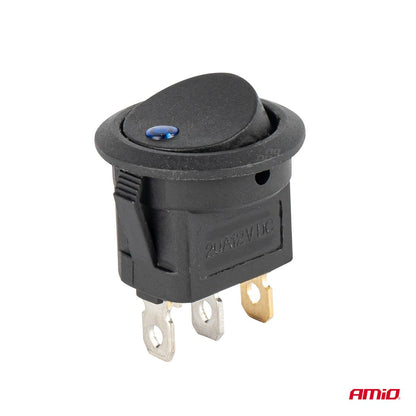 INTERRUPTEUR ROND AVEC LUMIERE BLEUE 12V 20A AMIO