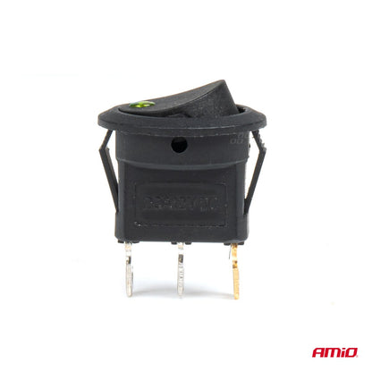 INTERRUPTEUR ROND AVEC LUMIERE VERTE 12V 20A AMIO