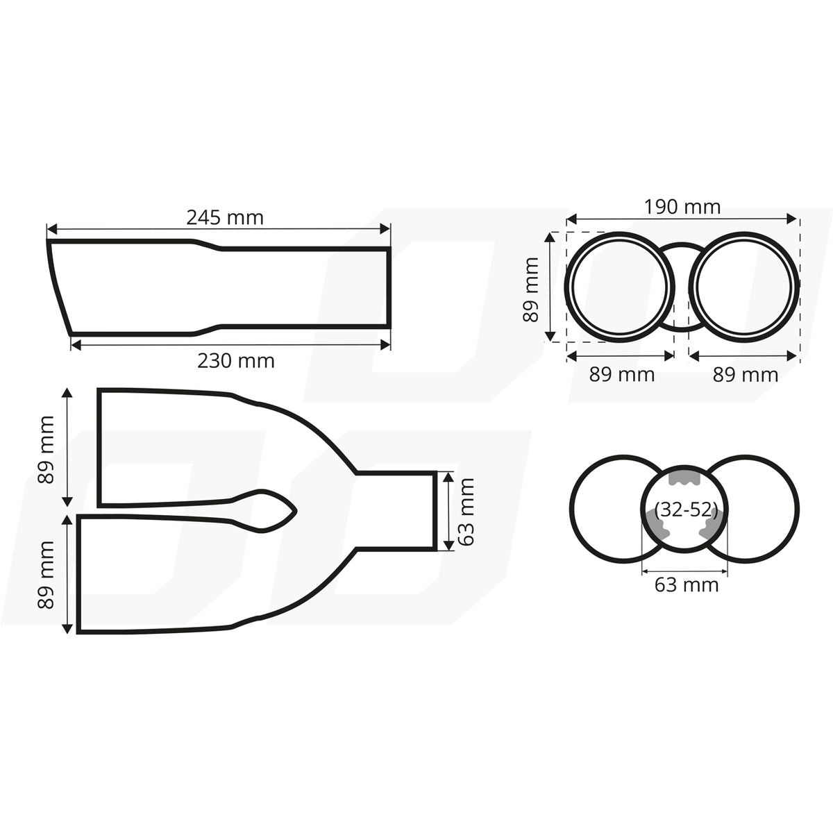 EMBOUT D'ÉCHAPPEMENT ACIER INOXYDABLE CARBONE  DOUBLE AMIO