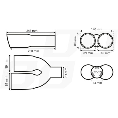 EMBOUT D'ÉCHAPPEMENT ACIER INOXYDABLE CARBONE  DOUBLE AMIO