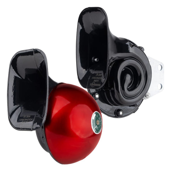 AVERTISSEUR SONORE 2 PCS ROUGE 125MM 12V 115DB 320/390HZ AMIO