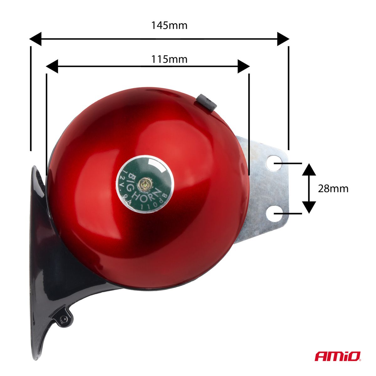 AVERTISSEUR SONORE 2 PCS ROUGE 125MM 12V 115DB 320/390HZ AMIO