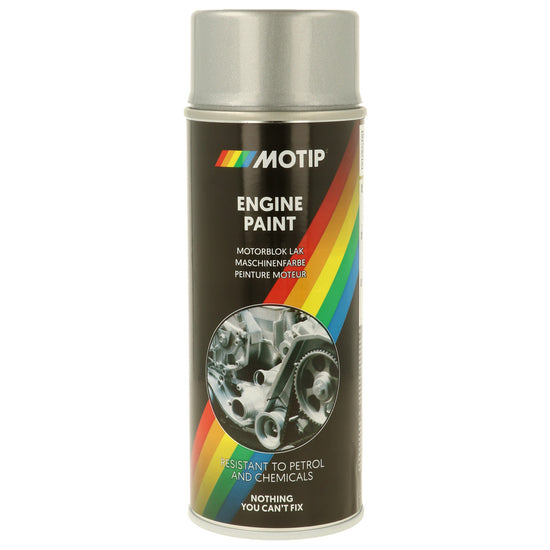 PEINTURE MOTEUR HAUTE TEMPERATURE ALUMINIUM BRILLANTE 150°C AEROSOL 400ML MOTIP