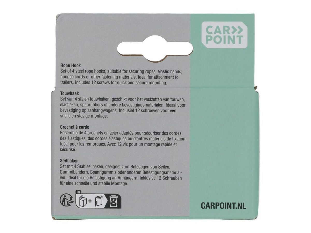 CROCHETS DE FIXATION METAL X 4 POUR REMORQUE CARPOINT