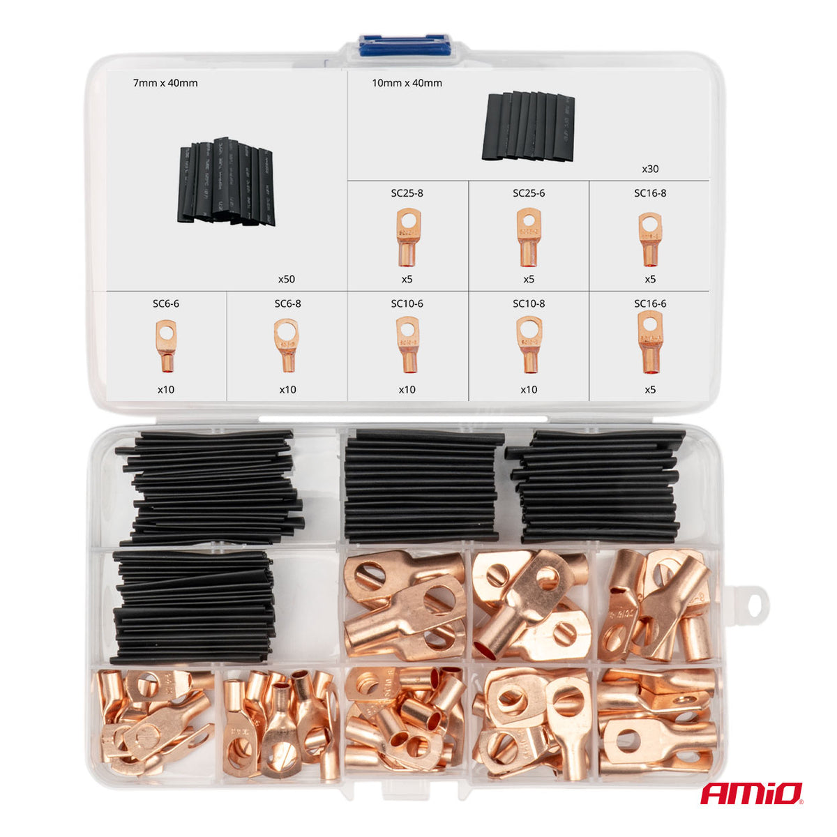 COFFRET DE COSSES CUIVRE ET GAINES THERMORETRACTABLES 140 PIECES AMIO