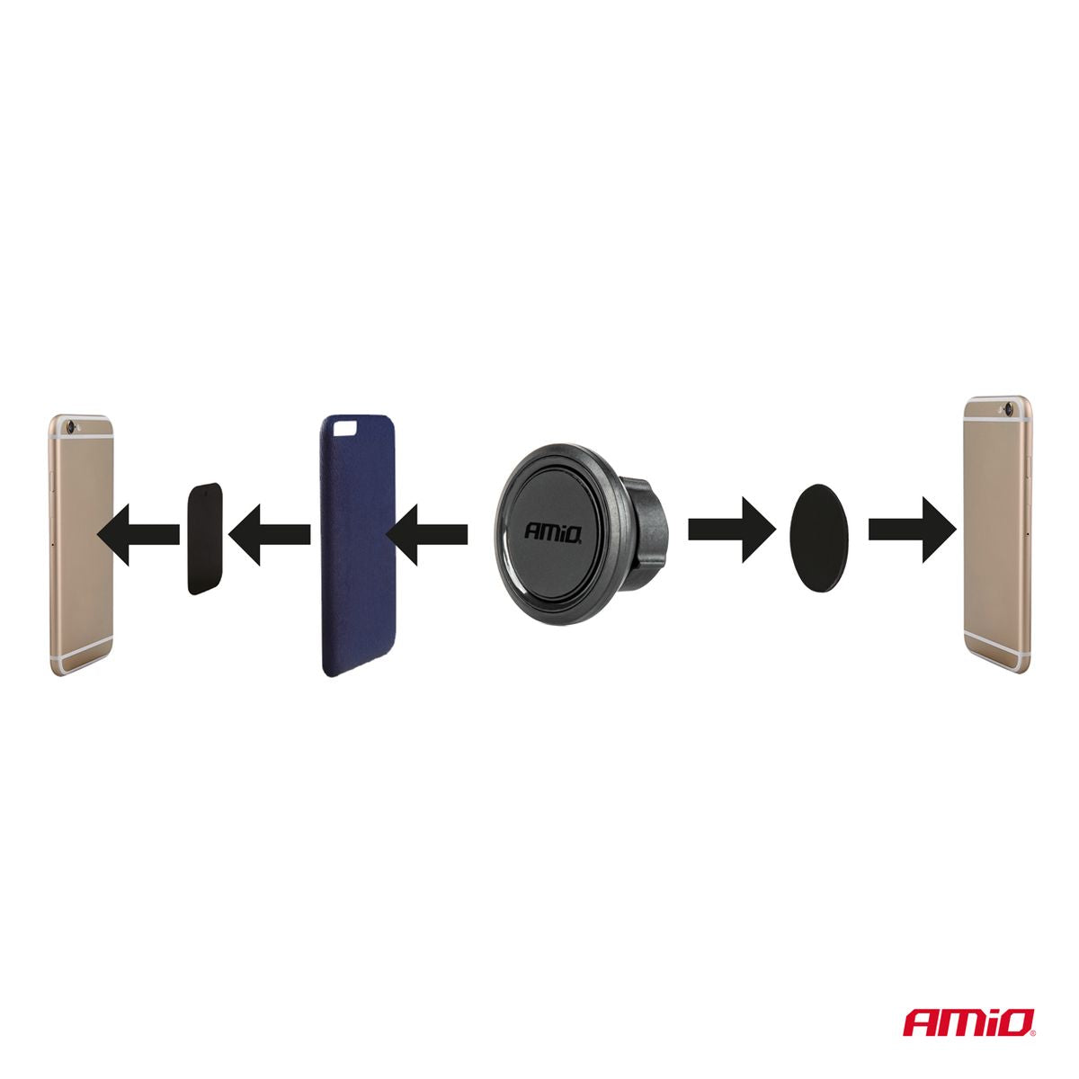 PORTE TELEPHONE MAGNETIQUE ROTATIF 360° AMIO