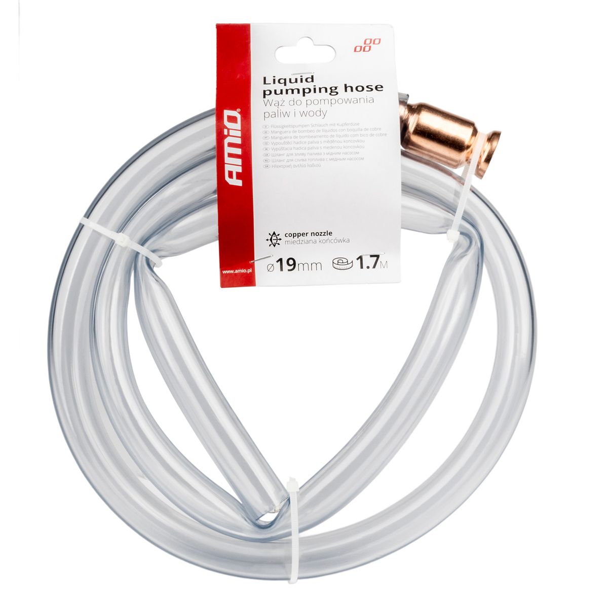 TUYAU SIPHON POMPE TRANSFERT 1,7M DIAM 19MM AVEC BUSE EN CUIVRE AMIO