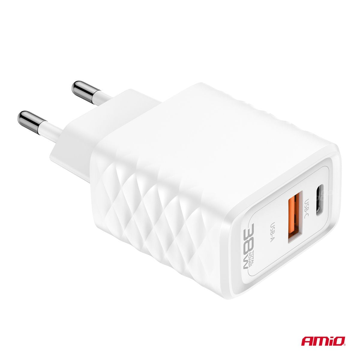 CHARGEUR MURAL À CHARGE RAPIDE 38W USB-A + USB-C AMIO
