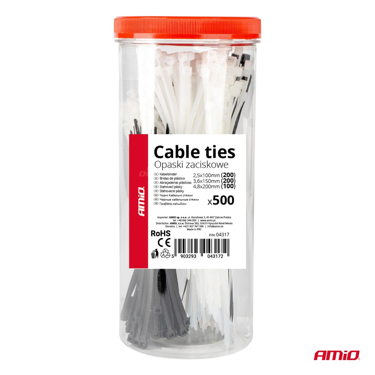 COLLIERS DE SERRAGE EN PLASTIQUE MULTICOLOR, SET DE 500 PCS. AMIO