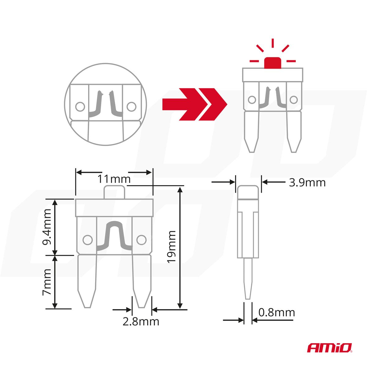 FUSIBLES MINI LED 10PCS AMIO