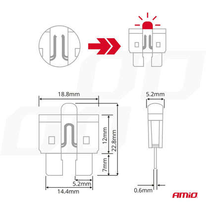 FUSIBLES STANDARDS LED 10PCS AMIO