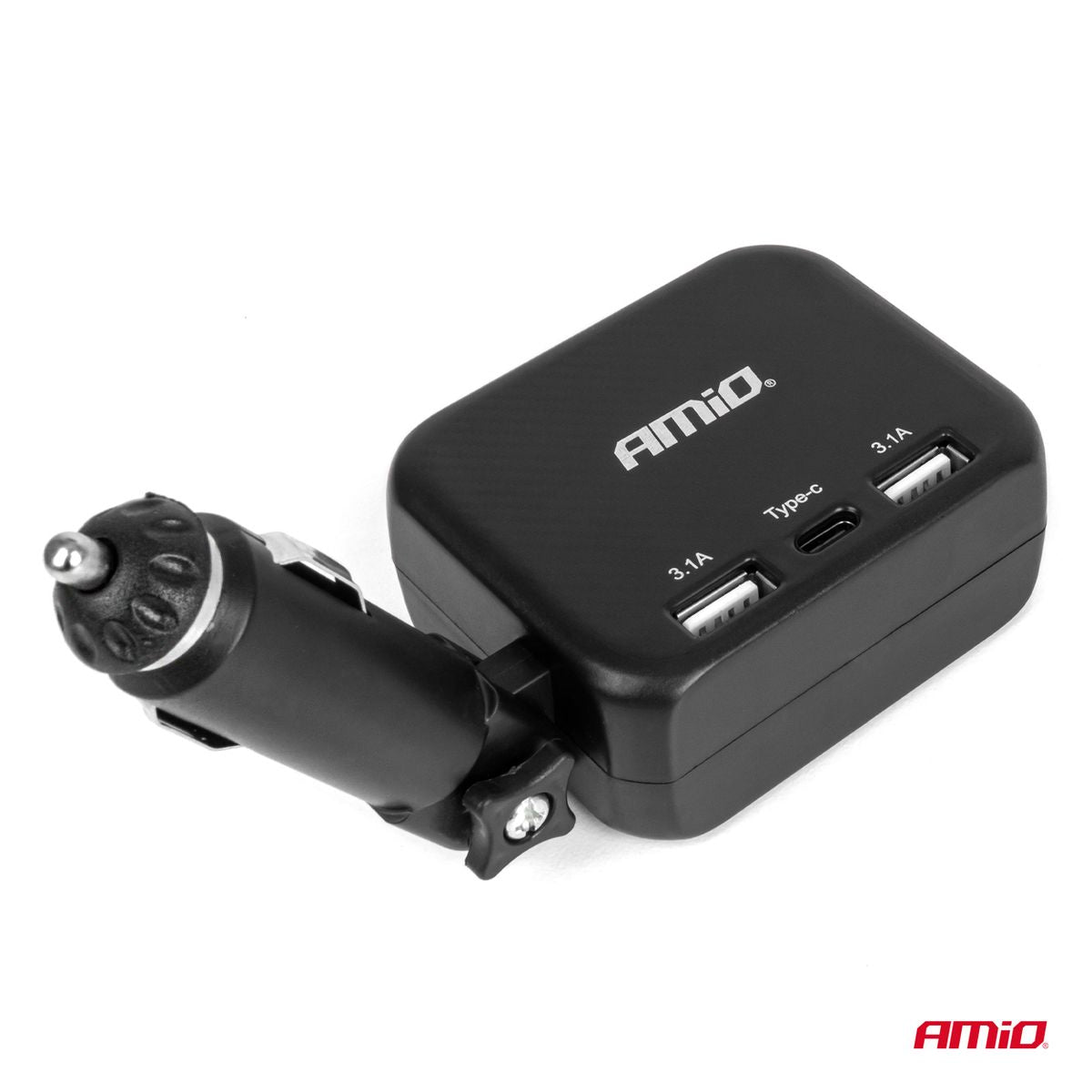 CHARGEUR ALLUME-CIGARE 100W DOUBLE ORIENTABLE + 2XUSB-A + 1XUSB-C 12/24V AMIO