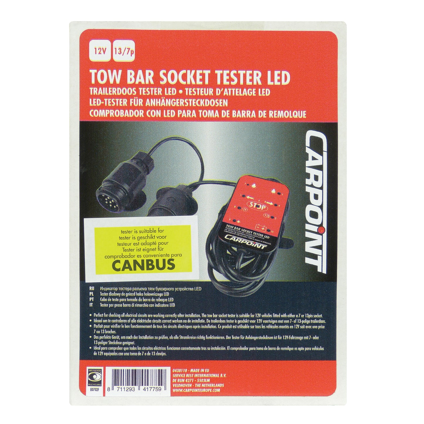 TESTEUR D'ATTELAGE 12V 7/13 BROCHES (COMPATIBLE CANBUS)