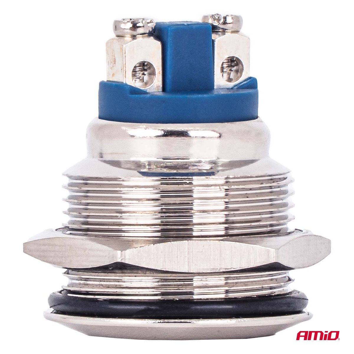 INTERRUPTEUR BOUTON PLAT ROND EN ACIER 19 MM 5 A 12/230V AMIO