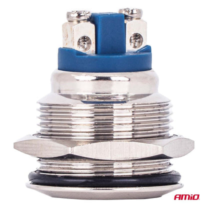 INTERRUPTEUR BOUTON PLAT ROND EN ACIER 19 MM 5 A 12/230V AMIO