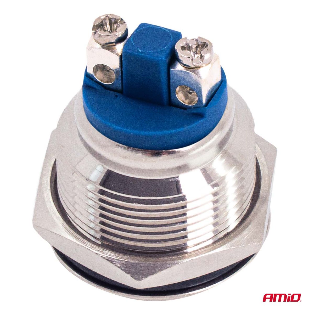 INTERRUPTEUR BOUTON PLAT ROND EN ACIER 19 MM 5 A 12/230V AMIO