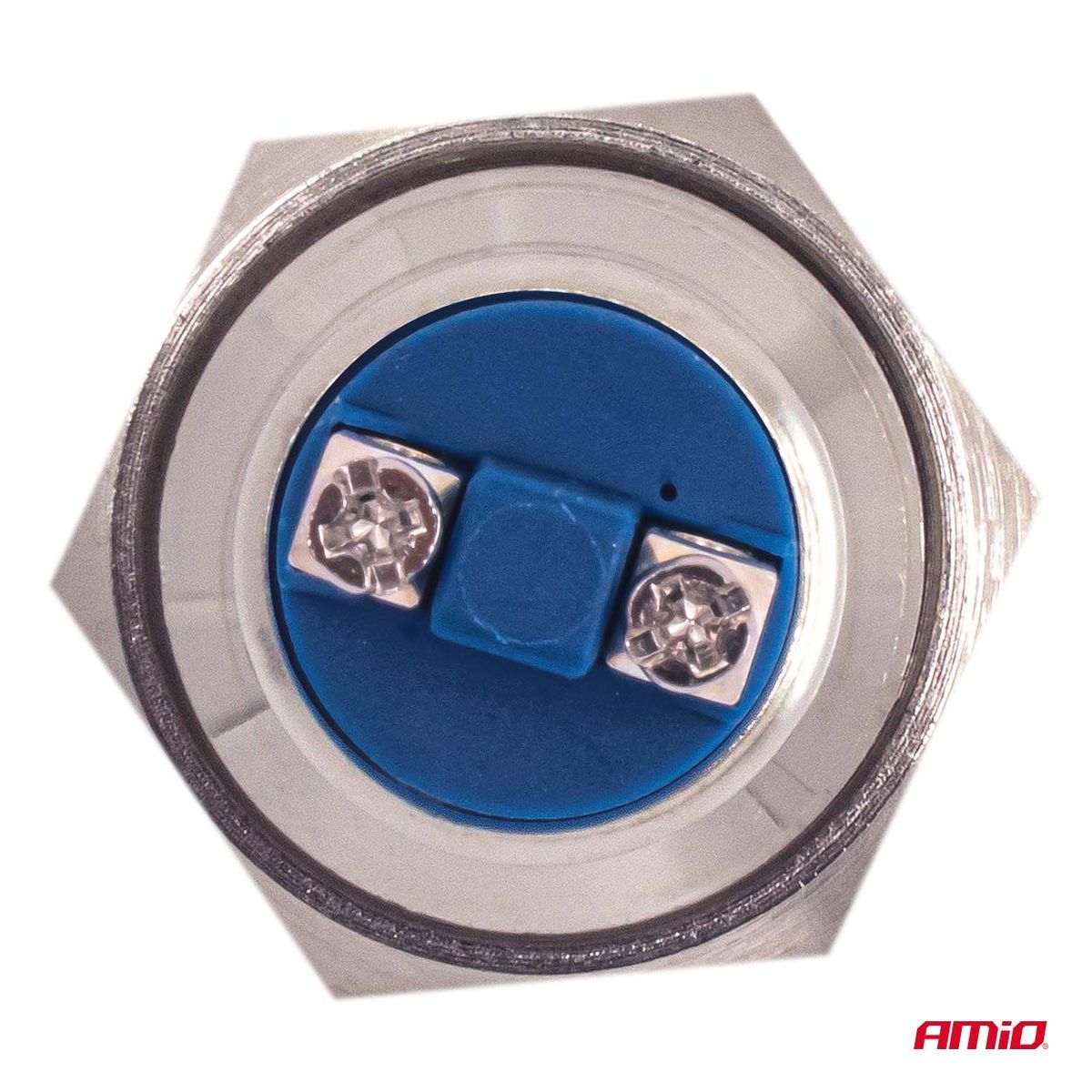 INTERRUPTEUR BOUTON PLAT ROND EN ACIER 19 MM 5 A 12/230V AMIO