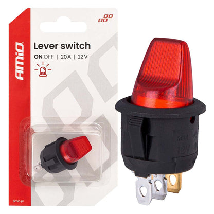 INTERRUPTEUR RECTANGULAIRE 12V/230V (AVEC LUMIERE ROUGE) AMIO
