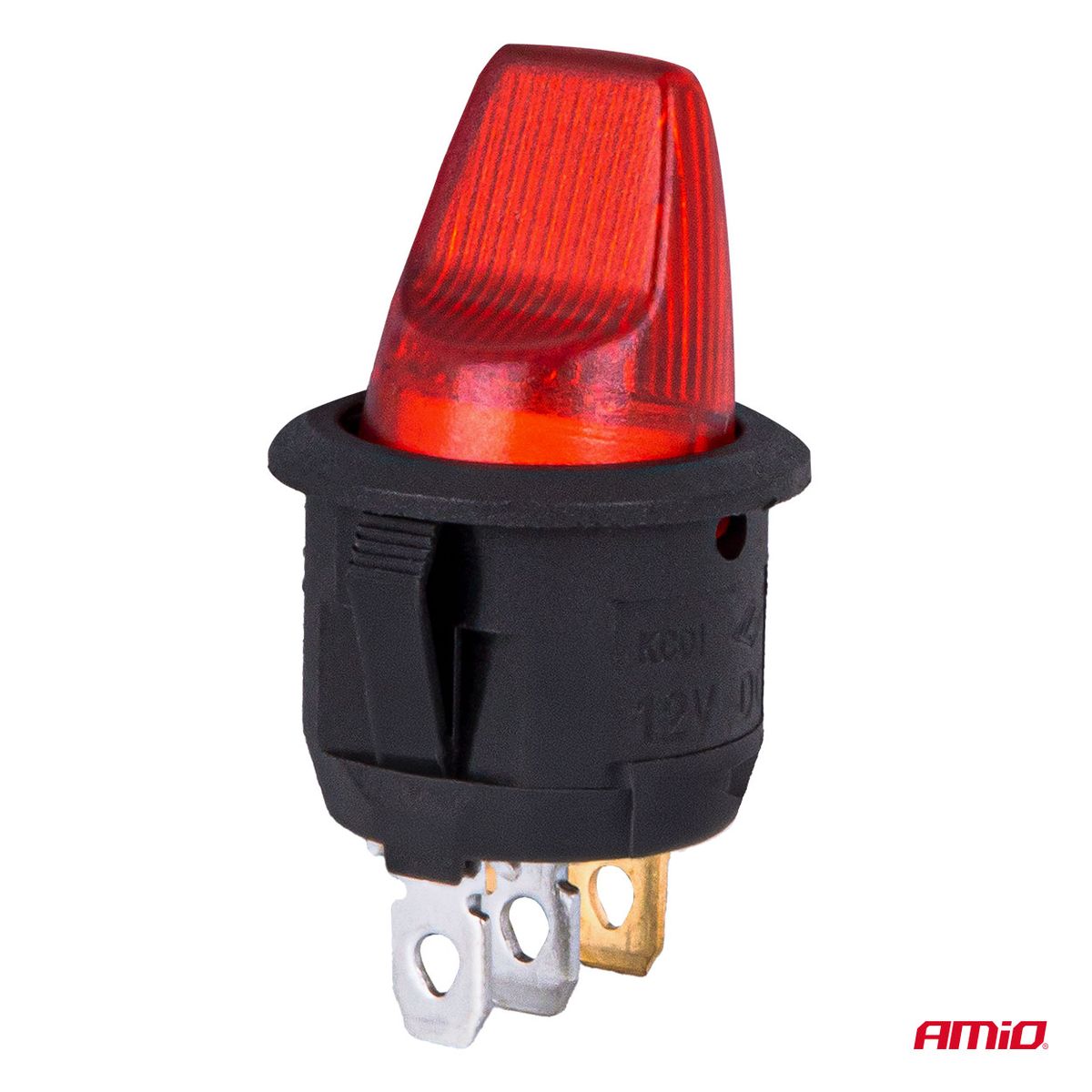 INTERRUPTEUR RECTANGULAIRE 12V/230V (AVEC LUMIERE ROUGE) AMIO