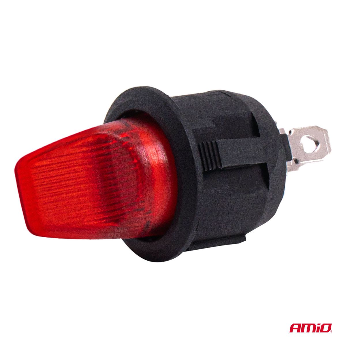 INTERRUPTEUR RECTANGULAIRE 12V/230V (AVEC LUMIERE ROUGE) AMIO