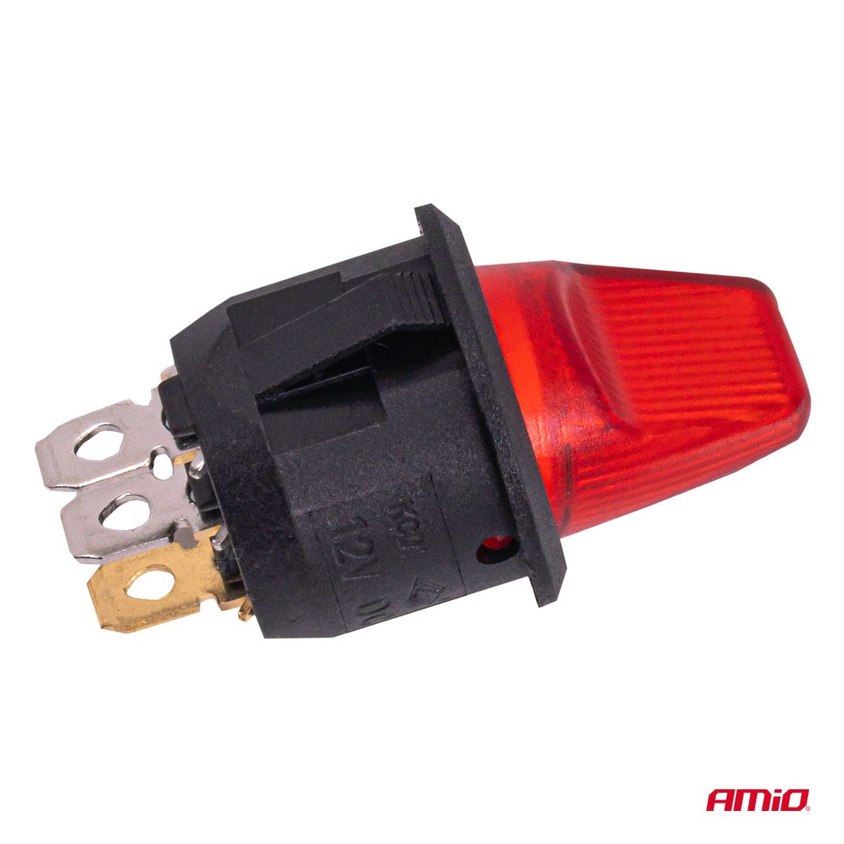 INTERRUPTEUR RECTANGULAIRE 12V/230V (AVEC LUMIERE ROUGE) AMIO