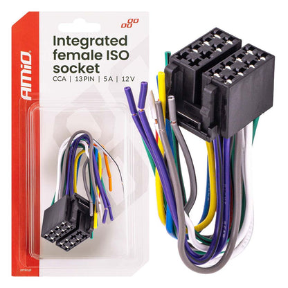CONNECTEUR INTEGRE ISO FEMELLE CCA 13 BROCHES 5A 12V AMIO