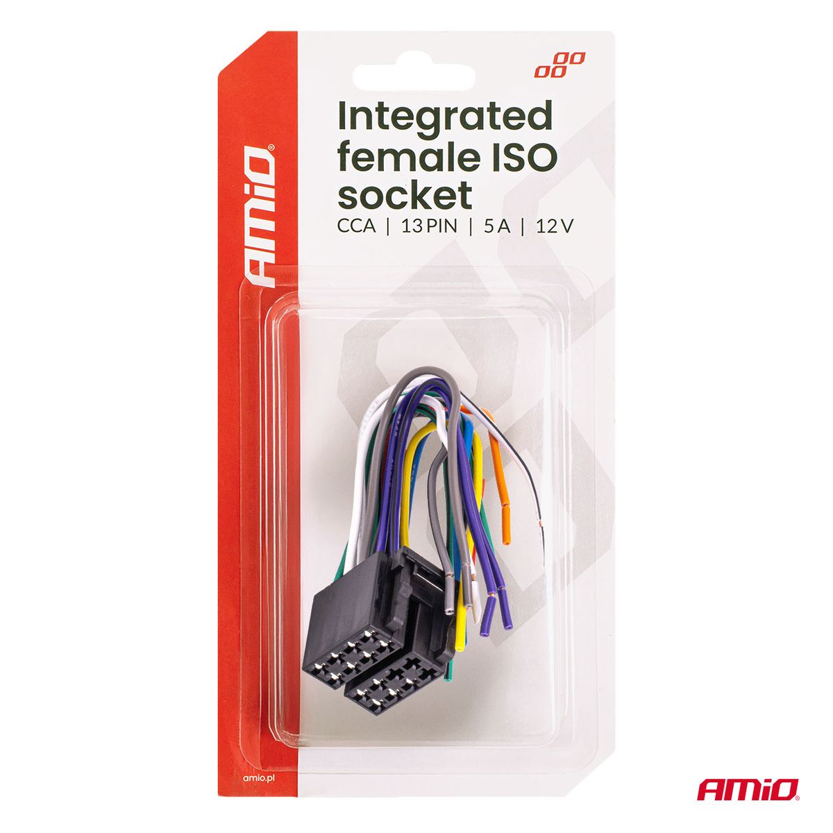 CONNECTEUR INTEGRE ISO FEMELLE CCA 13 BROCHES 5A 12V AMIO