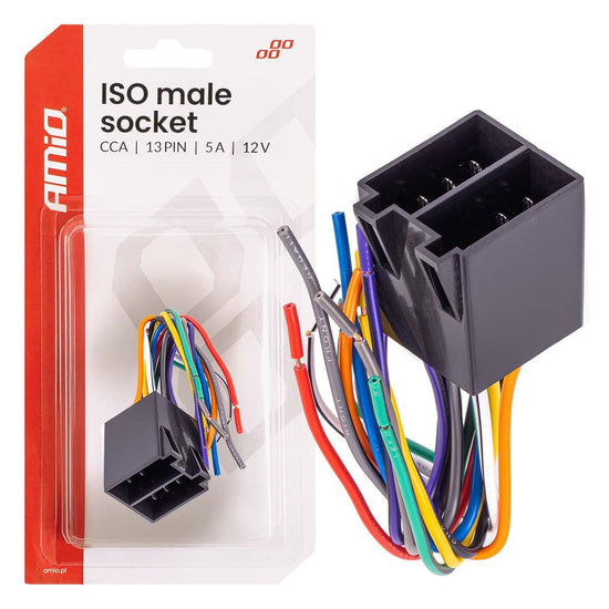 CONNECTEUR ISO MALE CCA 13 BROCHES 5A 12V AMIO